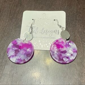 Pink and White Dangle Earrings